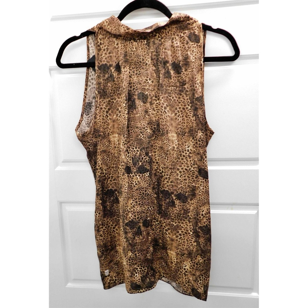 Phillip Plein Couture‎ Switzerland 100% Silk Animal Print Tie Blouse sz XS